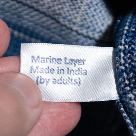 Marine Layer Lyon Overshirt Plaid Midweight Flannel Button Shirt Blue Mens Small - Picture 5 of 6